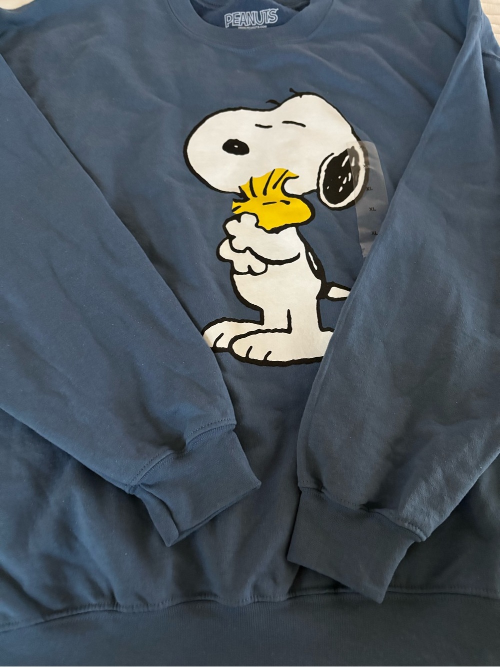 Peanuts Blue Crewneck Sweatshirt with Snoopy & Woodstock Graphic XL New With Tag - Picture 7 of 10